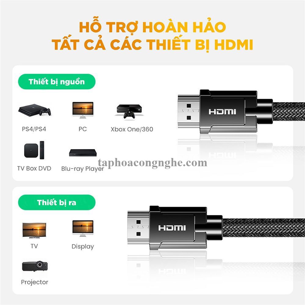 Ugreen 70325 3M 2.0 4K 60Hz 18Gbps màu đen Cáp HDMI chống nhiễu độ phân giải Cao HD136 30070325